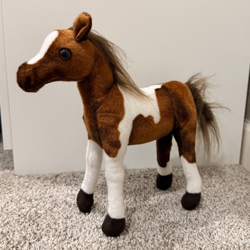 Brown and White Plush Horse Toy
